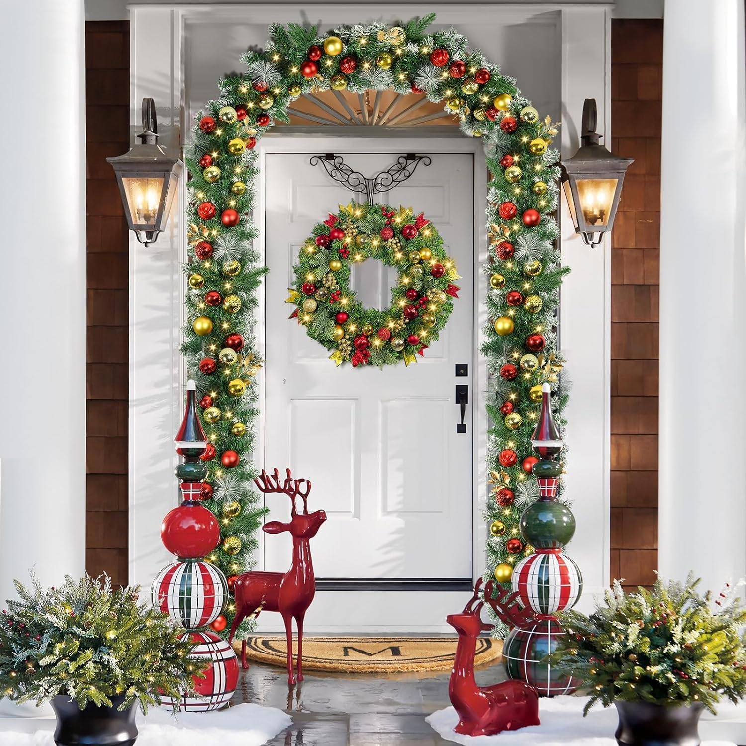 Beinhome 6 Ft Pre-Lit Christmas Garland, Artificial Christmas